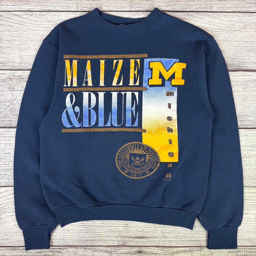 Vintage 1992 Michigan Wolverines Maize & Blue College Crewneck